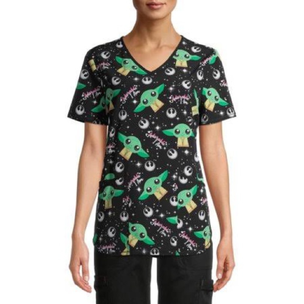 Baby Yoda Women’s Scrub Top New Disney Star Wars